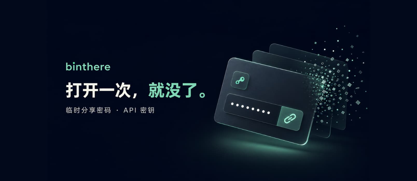给别人发密码、API 密钥，不想留在聊天记录里？试试 binthere 26